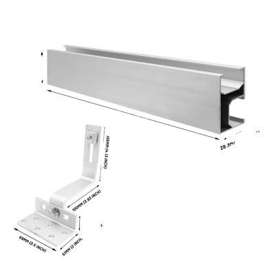 Μεταλλική οροφή Ηλιακό πάνελ Mount Bracket Φυσικό αλουμίνιο οροφή Αγκίστρι για το ανέμο φορτίο 60m/s