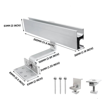 Μεταλλική οροφή Ηλιακό πάνελ Mount Bracket Φυσικό αλουμίνιο οροφή Αγκίστρι για το ανέμο φορτίο 60m/s